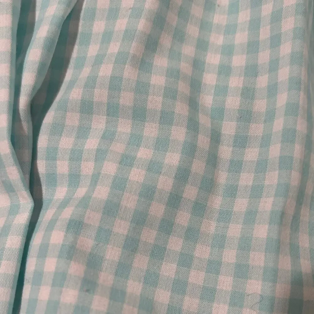 Orient express 7 Blue Gingham Sleeveless Dress smocking with daisies very long
